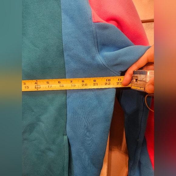Teddy Fresh Blue Pink green Colorblock hoodie sweatshirt sz Medium - Picture 8 of 11